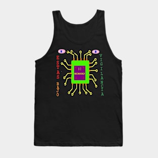 Spanish Under surveillance Illustration on Black Background Tank Top